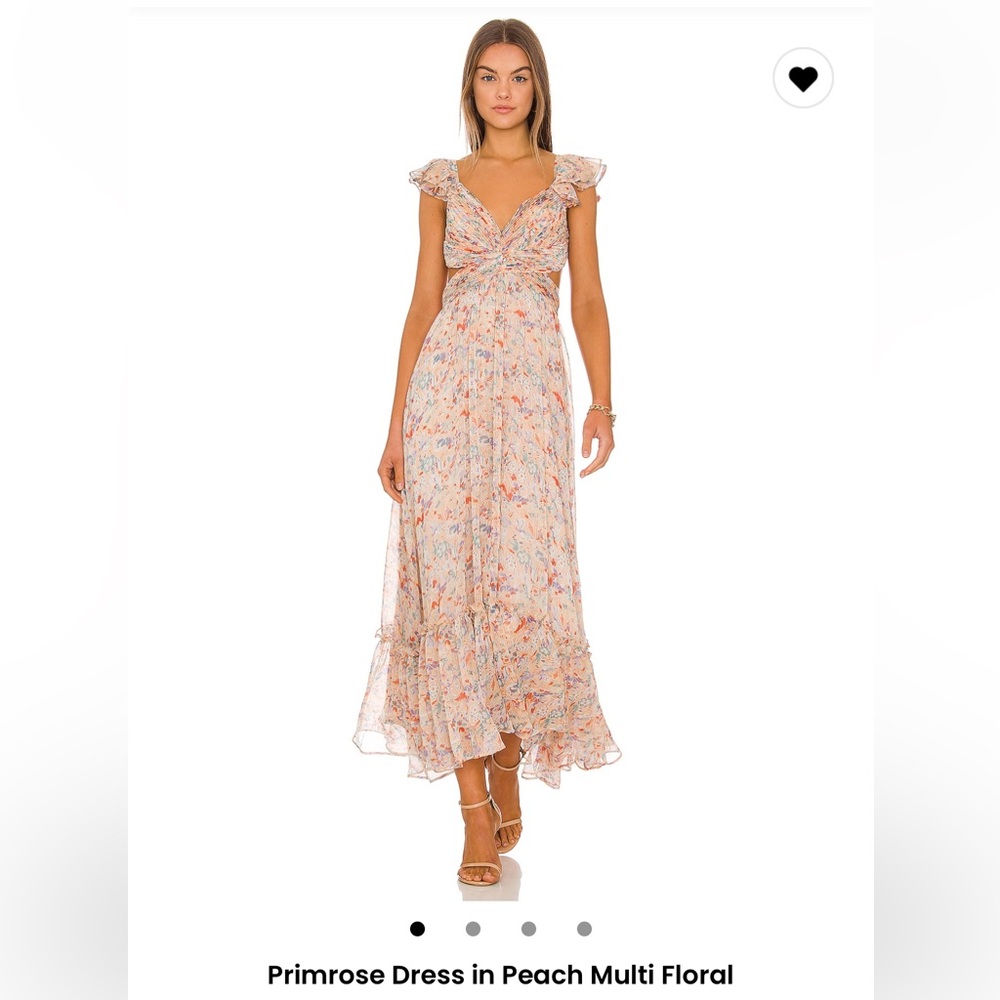 Peach Floral Maxi Dress - Feminine Ruffle Detail